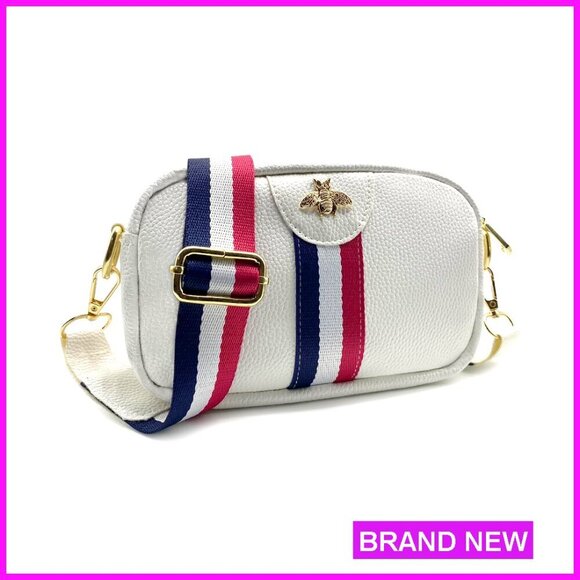 Handbags - Mini Crossbody Bag Vegan Leather Adjustable Strap Bee Design Phone Purse Trendy